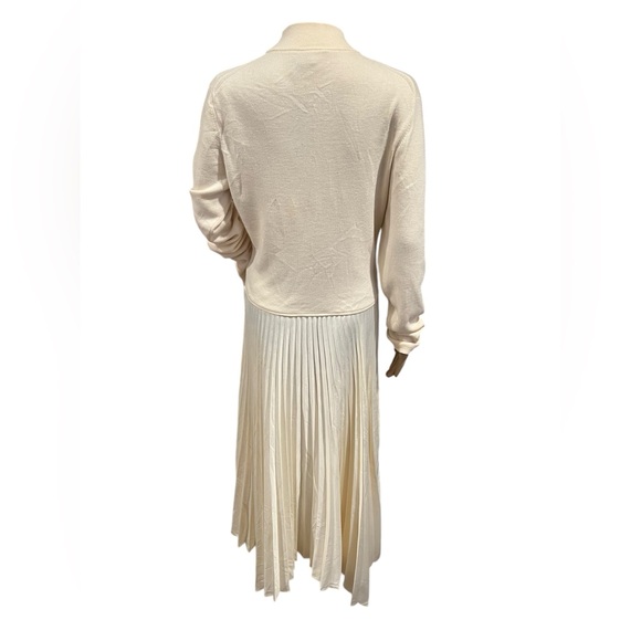 Polo Ralph Lauren Womens Dress Long-Sleeve Cream pleated Mockneck Wool Silk XL - Picture 4 of 16